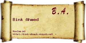 Bink Ahmed névjegykártya